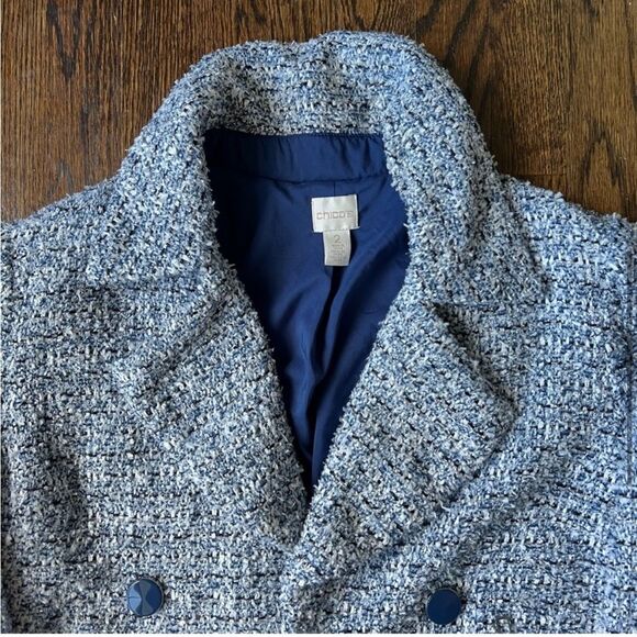 Chicos Open Front Tweed Jacket Size 2 - Picture 4 of 11